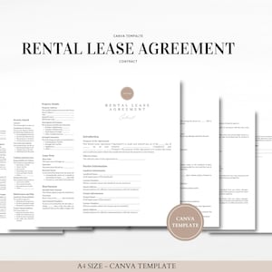Plantilla de contrato de alquiler de Canva: descarga digital personalizable: plantilla de contrato profesional