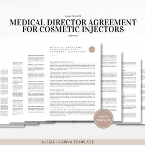 Medical Director Agreement Contract Template for Cosmetic Injectors Canva Editable
