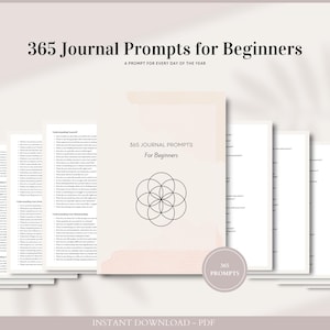 365 Journal Prompts for Beginners Digital PDF Download Daily Guided Writing Prompts for Personal Growth Healing Mindfulness Self-Discovery