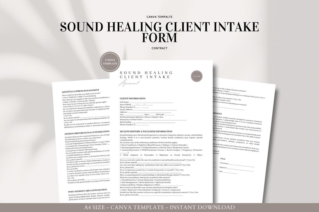 Sound Healing Client Intake Form Canva Template | Energy Healing ...