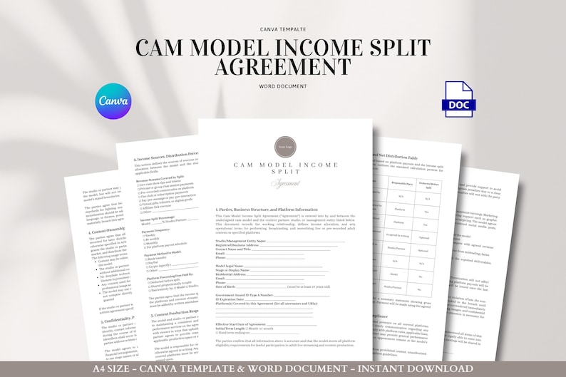 Split Income Form Cam Model Income Split Agreement Template for Studio and Performer ...