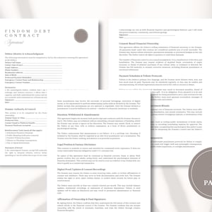 Plantilla de contrato de deuda Findom (Canva y Word) editable. Acuerdo para el control de la propiedad y los tributos financieros. imagen 3