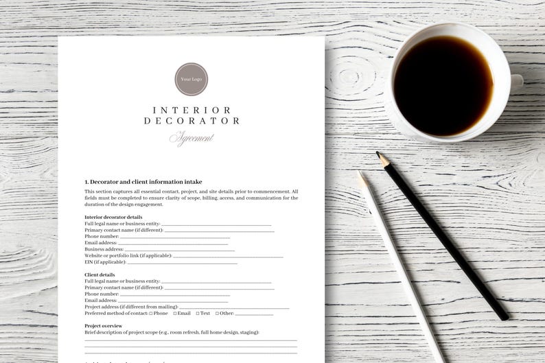 Interior Decorator Contract Template for Client Projects and Design Services, Ideal for Residential, Staging, or E-Design Work image 4