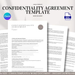 Confidentiality Agreement Template Editable NDA Style Contract for Business Partnerships, Freelance Projects, and Private Collaboration
