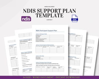 NDIS Support Plan Template Word Document for Participant Goals Funding Risk Behavior Consent Crisis Review
