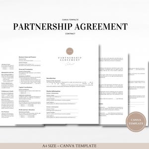 Partnership Agreement - Professional and Customizable - Digital Download - Edit in Canva