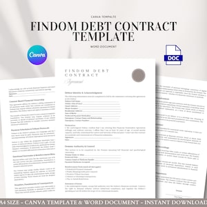 Findom Debt Contract Template Canva and Word Editable Agreement for Financial Domination Ownership and Tribute Control