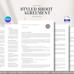 Styled Shoot Agreement Template Creative Collaboration Contract Image Use Model Consent Deliverables Non Compete
