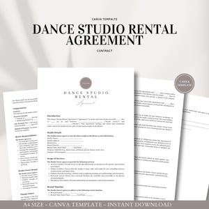 Plantilla de Canva para contrato de alquiler de estudio de danza: contrato profesional para servicios de alquiler de estudio: editar en Canva
