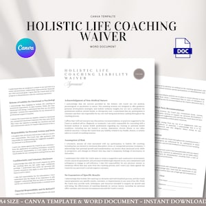 Modello di rinuncia al coaching olistico per la vita Consenso di responsabilità Accordo sul rischio per il benessere emotivo Responsabilità del cliente