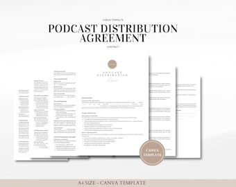 Szablon Canva umowy dystrybucyjnej podcastu — profesjonalny i dostosowywalny — do pobrania cyfrowego
