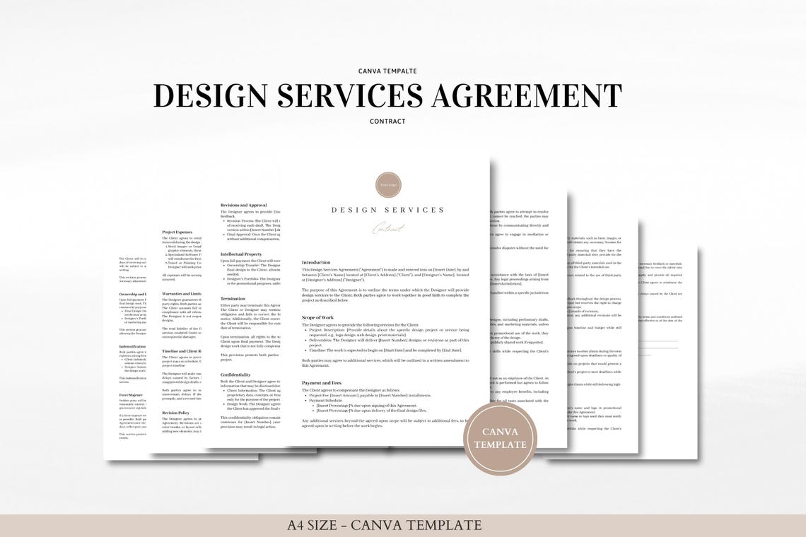 Design Services Agreement | Client and Designer Contract | Editable ...