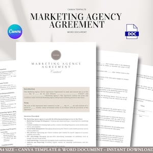 Marketing Agency Client Agreement Template for Retainer Services, Content Strategy, Social Media Management, SEO, PPC, and Analytics