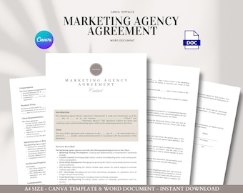 Marketing Agency Client Agreement Template for Retainer Services, Content Strategy, Social Media Management, SEO, PPC, and Analytics