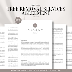Tree Removal Services Contract Canva Template for Professionals | Comprehensive Legal Agreement for Safe and Efficient Tree Removal