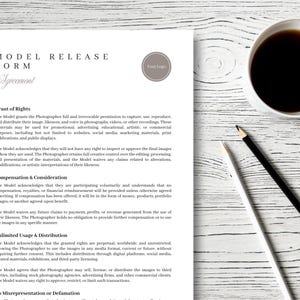 Model Release Form Template Editable Photography Consent and Usage Agreement for Commercial, Portrait, and Content Creators image 4