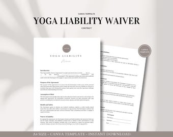 Yoga Liability Waiver Canva Template - Customizable Agreement for Instructors, Protect Your Practice & Clients with Ease