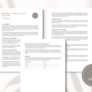 Model Release Form Template Editable Photography Consent and Usage Agreement for Commercial, Portrait, and Content Creators image 3