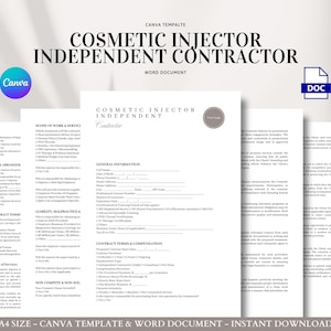 Cosmetic Injector Independent Contractor Agreement Template Aesthetic Services Scope Licensing Compensation Insurance Terms