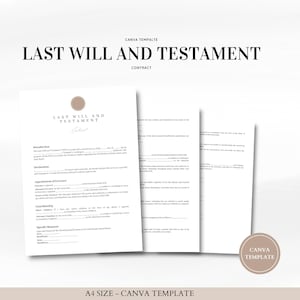 Last Will and Testament Template - Digital Download - Canva Template - Edit in Canva