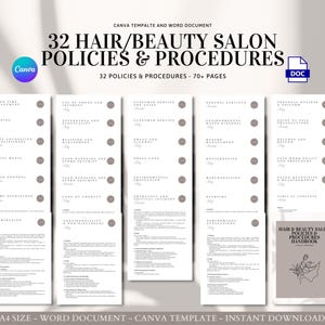 Hair & Beauty Salon Employee Handbook | Policies Procedures Manual | Editable Canva Template for Salon Staff