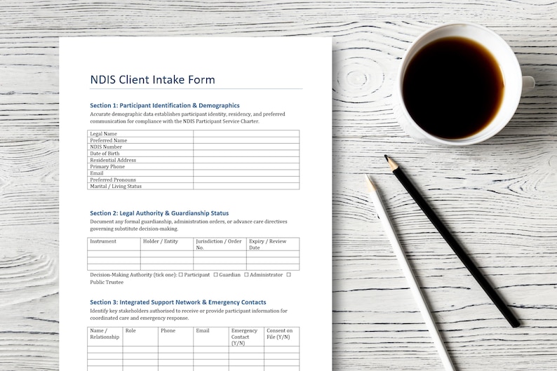 NDIS Client Intake Form Word Document for Participant Risk Consent ...