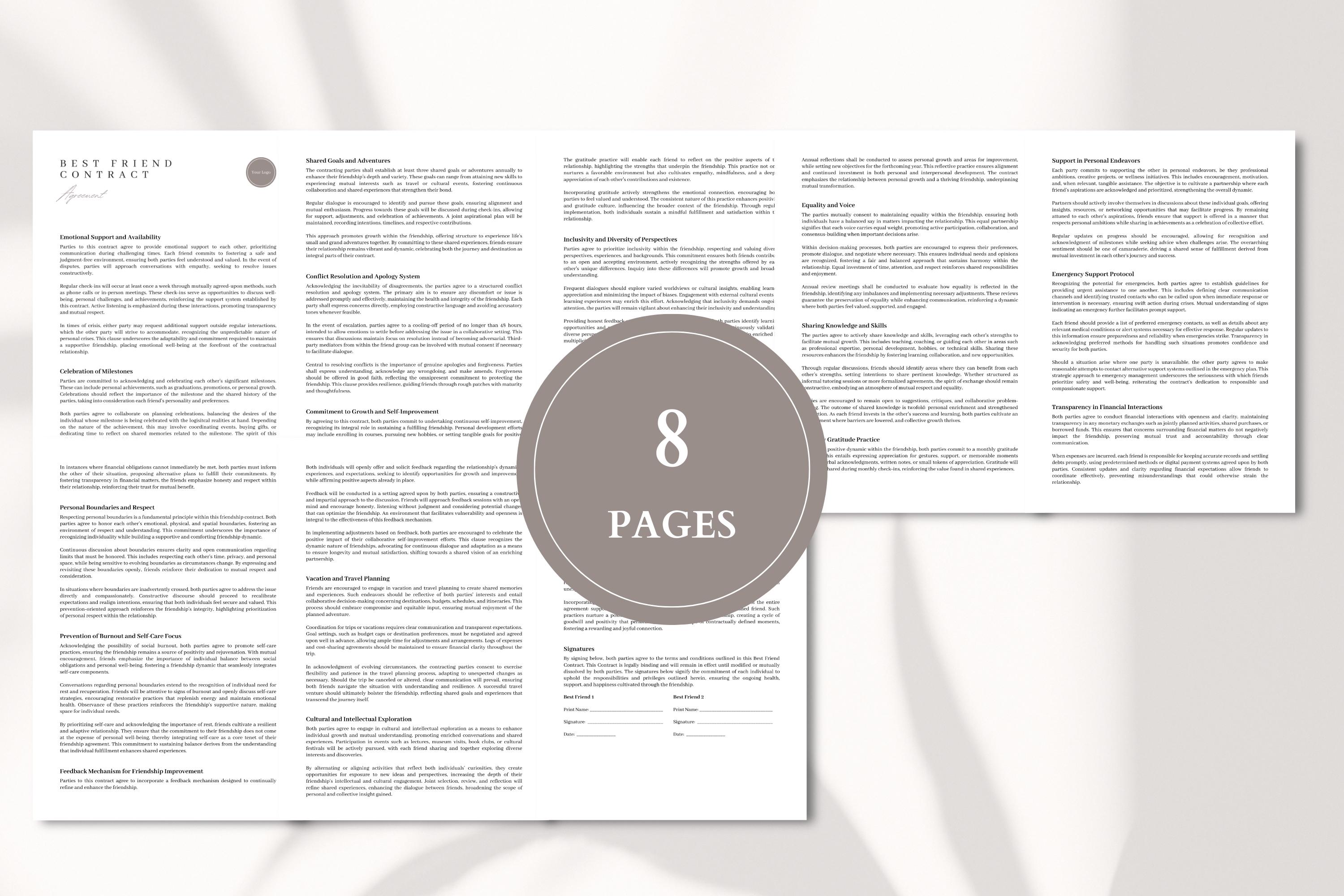 Best Friend Contract Canva Template Personalized Friendship Agreement ...