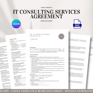 IT Consulting Agreement Editable Contract Template for Strategy Support Systems Analysis Network Setup and Client Deliverables