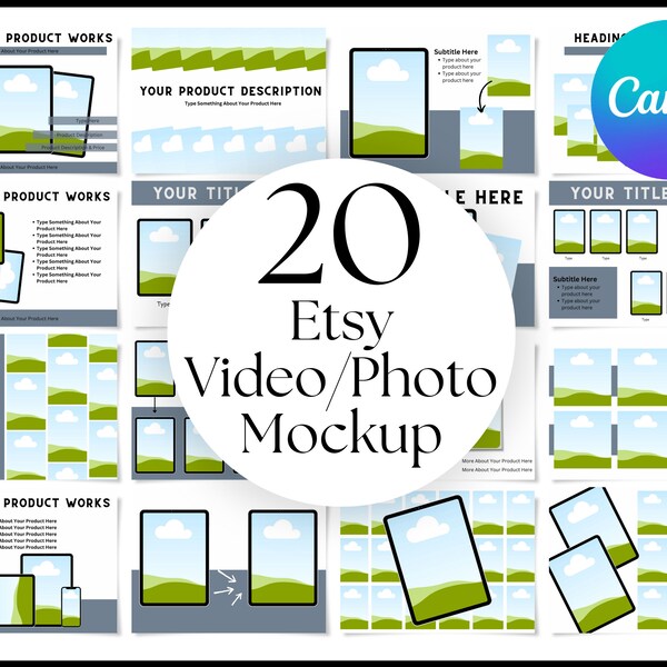 Etsy Mockups Video Canva Templates Customizable Aesthetic Digital Product Promotion Branding Marketing Resource Marketing Tools High-Quality