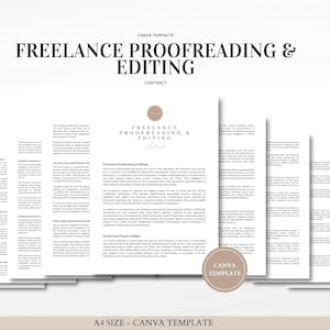 Freelance Proofreading & Editing Agreement Contract Template for Writers and Editors on Canva