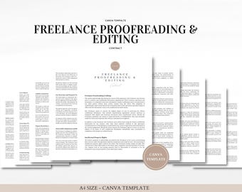 Modello di contratto di revisione e modifica freelance per scrittori ed editor su Canva
