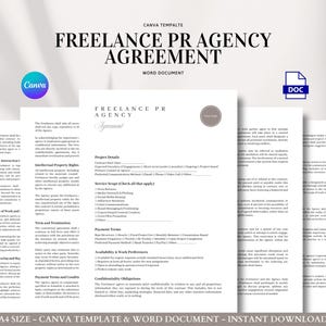 Modello di contratto di agenzia di pubbliche relazioni freelance, modificabile, per consulenti media, copywriter e specialisti della comunicazione