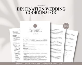 Destination Wedding Coordinator Agreement Canva Template - Professional Contract for Destination Wedding Planning Services