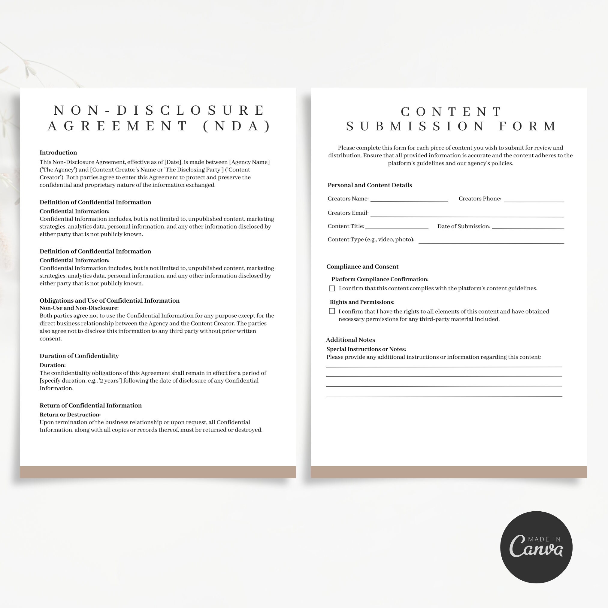 Onlyfans Agency Contract Management Kit: Canva Templates for Agreements ...