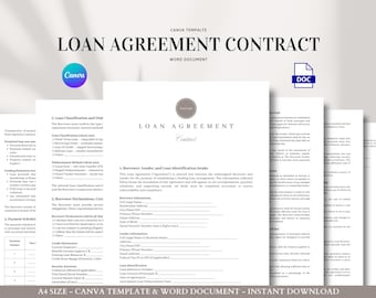 Loan Agreement Contract Template for Personal Lending, Business Loans, Secured Financing, Installment Plans, and Private Loan Arrangements