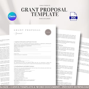 Grant Proposal Template Editable Funding Application Contract Project Scope Budget Reporting Nonprofit Program Support Form