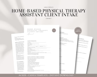 Home-Based Physical Therapy Assistant Client Intake Form Canva Template | Rehabilitation & Mobility Assessment | Editable Medical Form