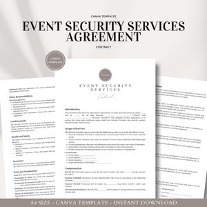 Canva Vorlage für Vereinbarung über Sicherheitsdienste - Digitaler Download - In Canva bearbeiten