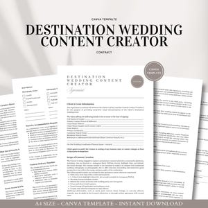 Destination Wedding Content Creator Contract | Luxury Event Coverage Agreement for Social Media Videography | Canva Template