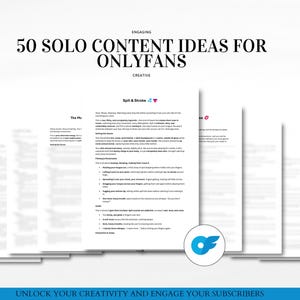 50 Solo OnlyFans Inhalt Ideen | von Solo Video Ideen | Inhalt Ersteller Inspiration PDF