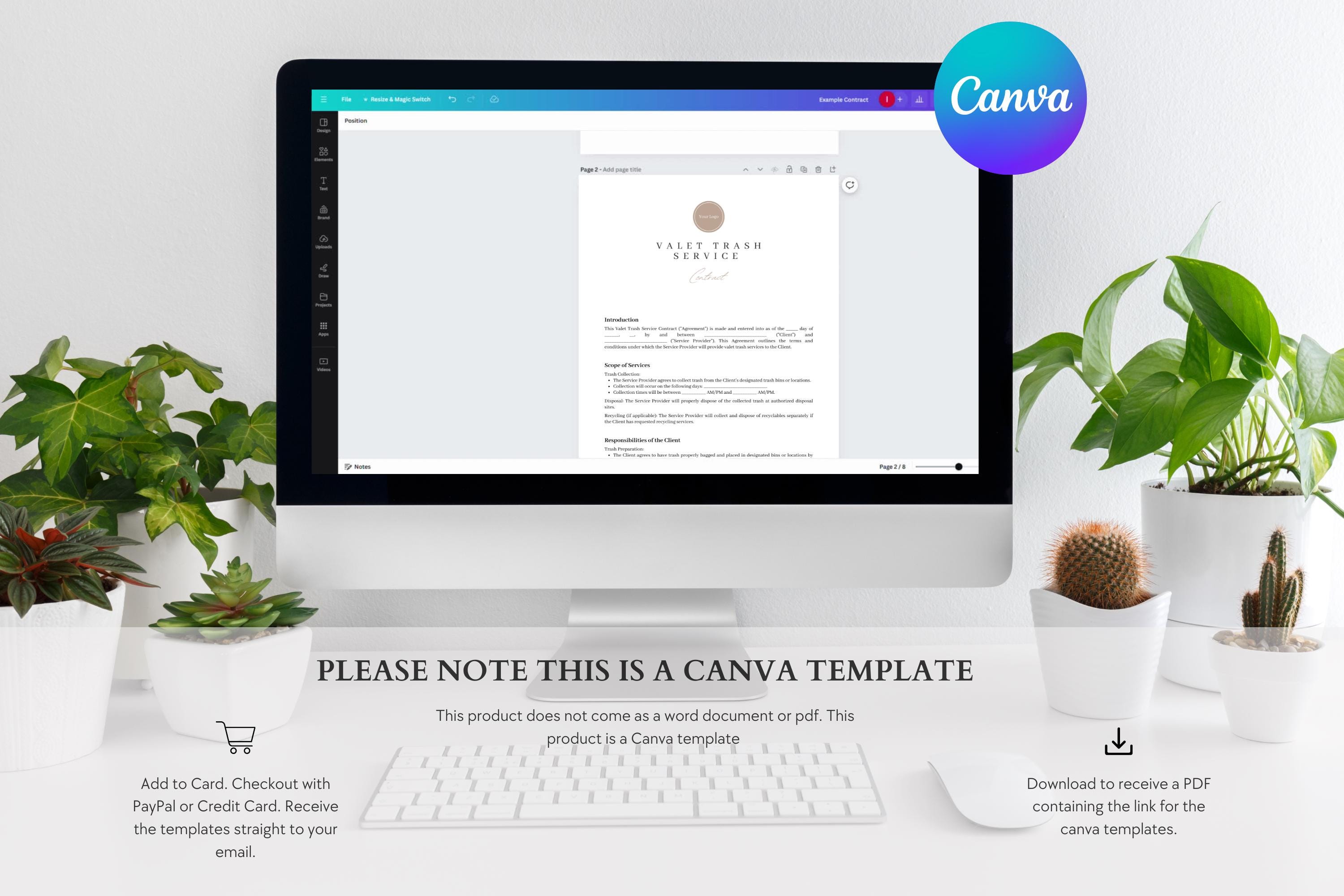 Valet Trash Service Contract Template Professional Easy to Use Etsy