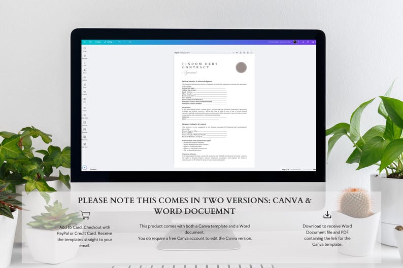Plantilla de contrato de deuda Findom (Canva y Word) editable. Acuerdo para el control de la propiedad y los tributos financieros. imagen 2