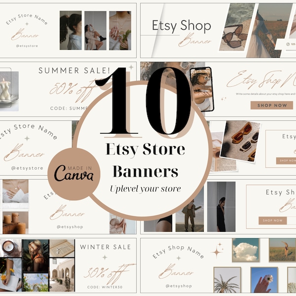 Etsy-Shop-Banner-Mockups, Canva, anpassbar, einfache Bearbeitung, neue, bestehende Shops, hochwertiges digitales Storefront-Display-Marketing, 3360 x 840 Pixel