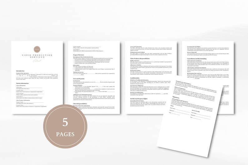 Modèle Canva de contrat de services de production vidéo - professionnel et personnalisable - téléchargement numérique - modification dans Canva image 5