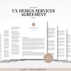 UX Design Services Agreement Contract Template for Designers and Clients on Canva