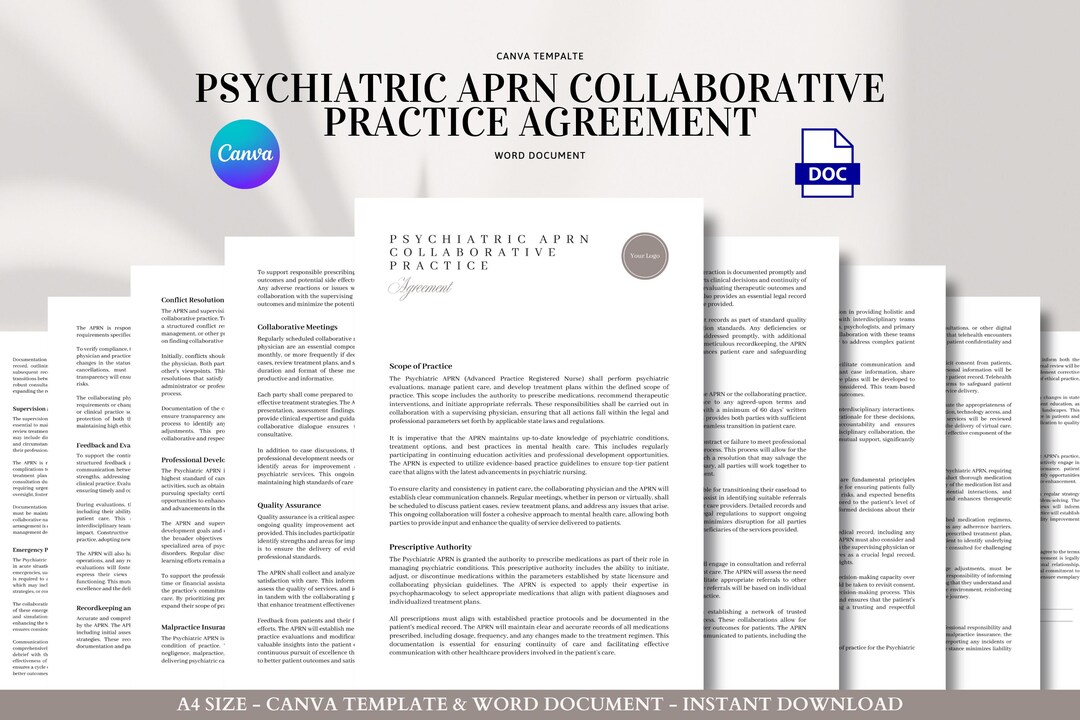 Aprn Protocol Example Psychiatric APRN Collaborative Practice Agreement Template Scope ...
