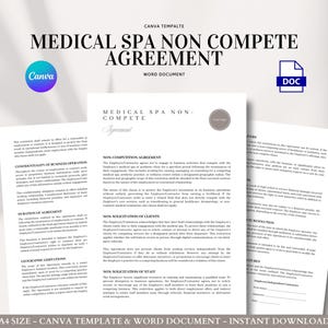 Medical Spa Non Compete Agreement Template Aesthetic Practice Client Solicitation Confidentiality Staff Poaching Terms