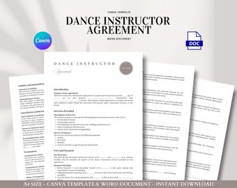 Dance Instructor Contract Template Private Lessons Group Classes Choreography Schedule Fees Cancellation Terms