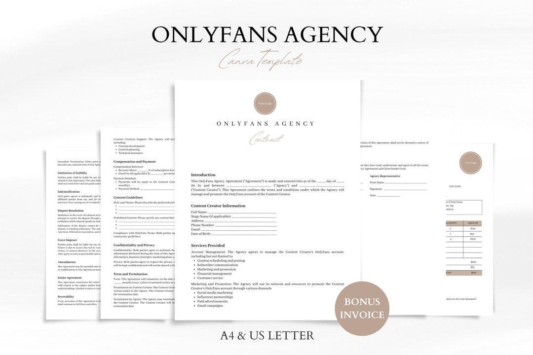 Onlyfans Agency Agreement Template Professional Contract for Content