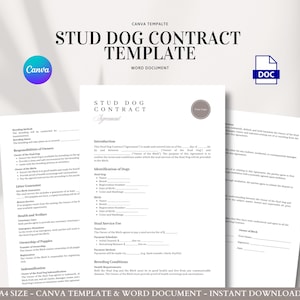 Stud Dog Contract Template Breeding Agreement Live Birth Guarantee Health Terms Litter Ownership Payment Schedule